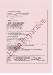 English Worksheet: Exam Preparation/Review Worksheet