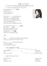 English Worksheet: Stronger by Kelly Clarkson