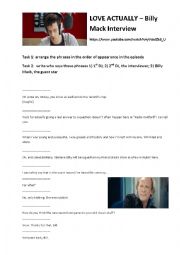 English Worksheet: Love Actually - Billy Mack interview