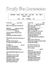 English Worksheet: Frosty the Snowman fill in the blank