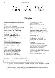 English Worksheet: Cold play Viva la Vida