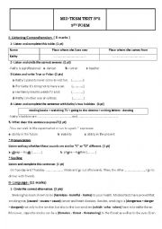 English Worksheet: mid-term test 2 for 9th form (tunisian school)