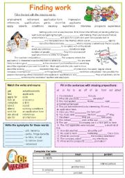 English Worksheet: Finding work -text (editable)