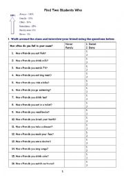 Adverb of frequency interview sheet