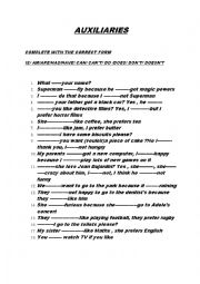 English Worksheet: auxiliaries