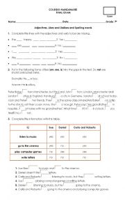 English Worksheet: Adjectives, Likes and Dislikes and Spelling words 
