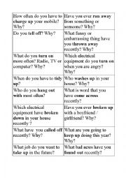 English Worksheet: Phrasal verbs Questions speaking