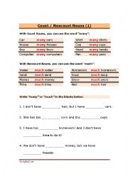 English Worksheet: countable and uncountable