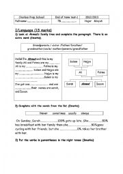 English Worksheet: END OF TERM TEST 1   7th grade