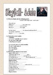 English Worksheet: Sky Fall -Adele Listening activity with KEY
