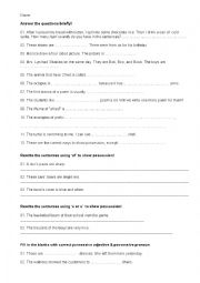 English Worksheet: prefix and possession exercise