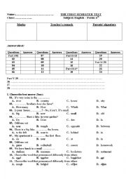 THE FIRST SEMESTER TEST-GRADE 6