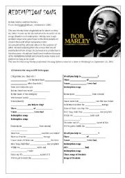 English Worksheet: Redemption song, by Bob Marley