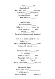 English Worksheet: ESL song I dont know enough about you