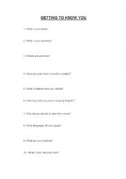 Initial interview - ESL worksheet by charopho
