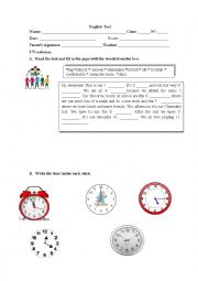 English Worksheet: English Test 7th grade