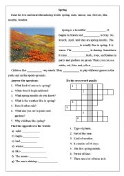 English Worksheet: Spring