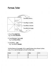 English Worksheet: Will - Fortune Teller