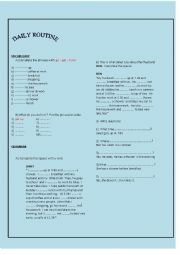 English Worksheet: DAILY ROUTINE