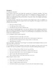 English Worksheet: Metaphor