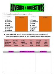 English Worksheet: ADVERBS / ADJECTIVES