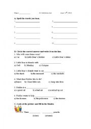 English Worksheet: Simple test