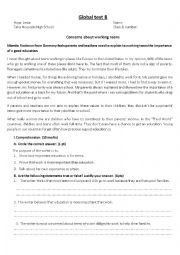 English Worksheet: global test