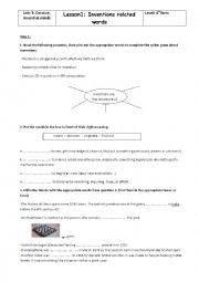 English Worksheet: Inventions related wods