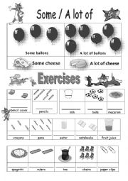 English Worksheet: Some - A lot of