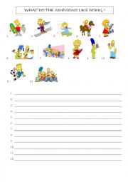 English Worksheet: What do the Simpsons like doing?