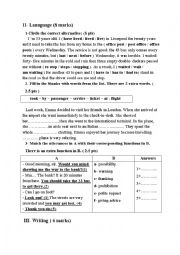 English Worksheet: language+writing for end of term test2 9th form
