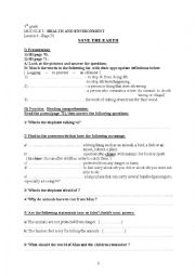 English Worksheet: Save the Earth (Lesson 4 - Module 3) (9th gr) 