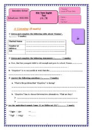 English Worksheet: Ordinary Test N3