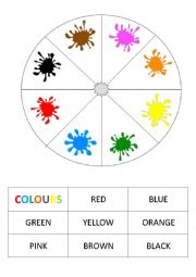 English Worksheet: Colour Wheel - Clothespin activity