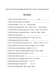 English Worksheet: Mr Bean Makes a sandwich 