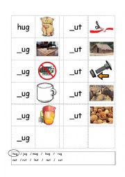 English Worksheet: Phonics - 3 letter words (CVC) - Writing -UG / -UT