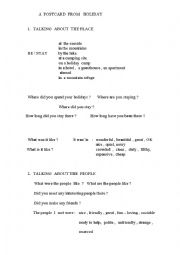 English Worksheet: A Postcard From Holiday