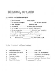 English Worksheet: But-And-Because