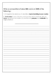 English Worksheet: Writing about festivals