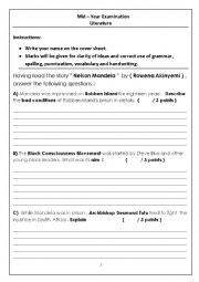 English Worksheet: Nelson Mandela 