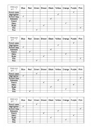 English Worksheet: School things battleship