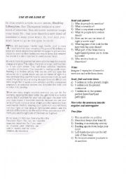 English Worksheet: Reading comprehension on the use of the brain