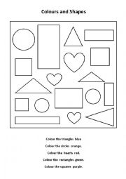 English Worksheet: Colours and Shapes