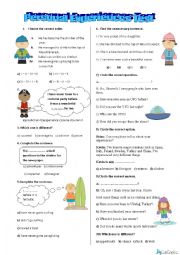 English Worksheet: Personal Experiences Test