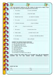 English Worksheet: Present Simple, time, daily routine