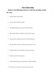 English Worksheet: mixed rephrasings