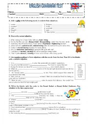 English Worksheet: GRAMMAR TEST