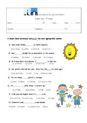 English Worksheet: Revision Multiple Choice Test- A