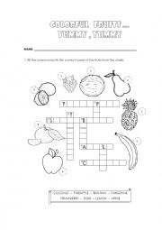 English Worksheet: Colourful Fruits