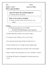 English Worksheet: Cause and Effect